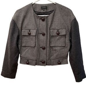 J. Crew Women’s Jacket Blazer Safari Academia Cropped Houndstooth SAMPLE Size 6
